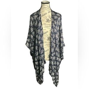 LOFT Navy and White Floral Wrap